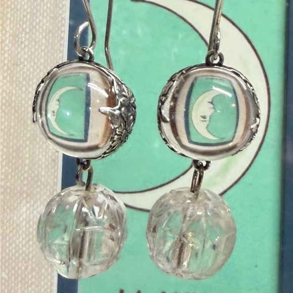 Vintage Sterling Silver Rock Quartz Crystal Pools Of Light Earrings